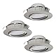 EGLO 3er-Set LED Einbaustrahler Pineda, LED Spots Set aus Kunststoff, 3 LED Einbauleuchten in Nickel-Matt, Einbaustrahler LED flach und schwenkbar, Ø 8,4 cm