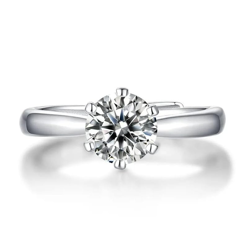 Image of Zarkan 925 Sterling Pure Silver Premium Solitaire Ring, Adjustable | American Diamond Cut | Gifts For Women & Girls |With Certificate of Authenticity | Certified