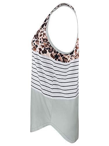 Andoer Top de alças com costura feminina de verão com estampa de leopardo com estampa listrada O pes