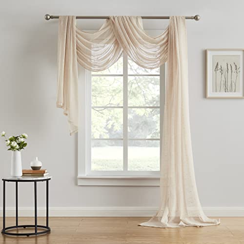 WARM HOME DESIGNS Luxury Linen Window Scarf with Dotted Stripes