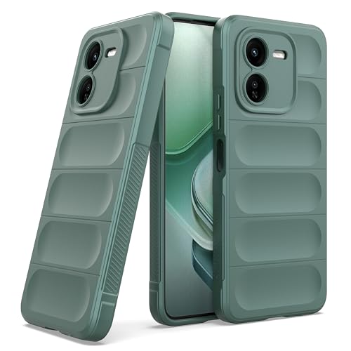 Image of amazon basics Back Case Cover for iQOO Z9x 5G | Compatible for iQOO Z9x 5G Back Cover | Liquid Silicon Magic Case with Camera Protection | Dark Green