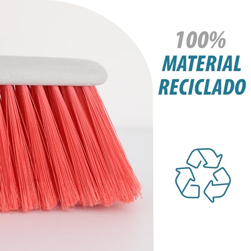 MAYA Escoba CARLINA. 100% Reciclada. Ideal para Limpieza Eficaz de Todo Tipo de Suelos. Rosca Universal. (Rojo) - imagen 5