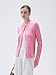SUUKSESS Women Cable Knit Cashmere Sweaters Crew Neck Button Up Chunky Cardigan Long Sleeve Cropped Fall Fashion Outfits Jackets (Pink, XS)