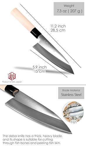 Product Of Gifu Japan 191308818142 Seki Japan Japanese Seki Sanbonsugi Sushi Chef Knife, 420J2 Stainless Steel Sashimi Deba Knife thumb #1