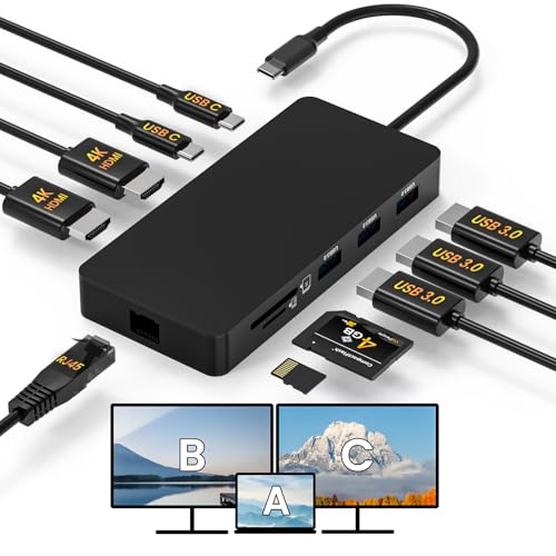 Laptop Docking Station Dual 4K HDTV Monitor, Fophmo USB C