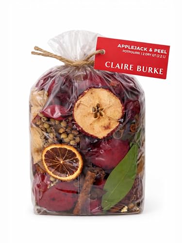 Claire Burke Applejack & Peel Scented Potpourri Bag Dried Flower Potpourri Bowl Filler | Apple Cinnamon & Spice | Decorative Home Bathroom and Bedroom Fragrance | 2 Qt Bag 1 Count
