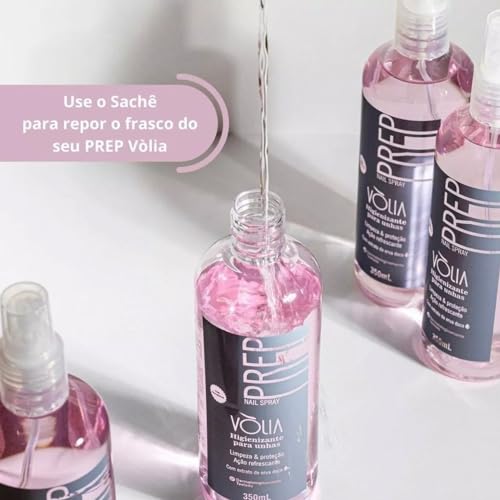 Kit Prep Spray Higienizante Proteção para Unhas Vòlia + Prep Refil Alongamento Unha de Gel Fibra de