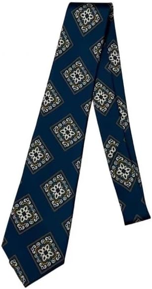 フランコバッシ FRANCO BASSI シルク 小紋柄ネクタイ ブルーxホワイト