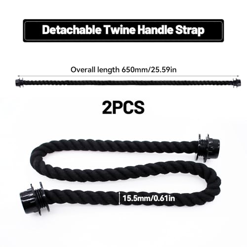 Runyu 2 PCS Seilgriff Taschenhenkel, 65 cm Henkel für Taschen, Baumwolle Taschengriffe für Handtaschen, Umhängetaschen (Schwarz)