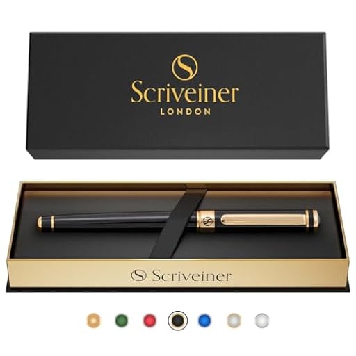 Scriveiner Rollerball Pen Bolígrafo Roller de Gama Alta con Acabado en Chapado en oro auténtico, Recambio Schmidt, Regalo Hombres y Mujeres, Bolígrafos Profesionales de Diseño (Negro) | Ya disponible en tu tienda friki favorita! En mundofriki.es!