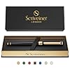Scriveiner black lacquer rollerball pen stunning luxury pen with 24k gold finish schmidt ink refill best roller ball gift set for men women professional executive office nice pens  urban country home decor