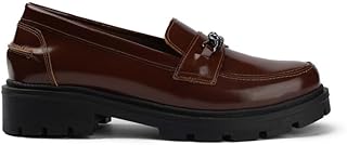 حذاء لوفرز من الجلد الطبيعي بلون بني من فلورا