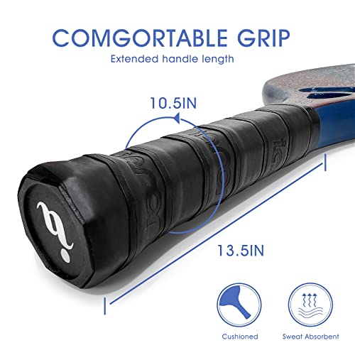 Beach Tennis Paddle Carbon Fiber With Eva Memory Foam Core Beach Tennis Racket Set(Blue) #TOP3