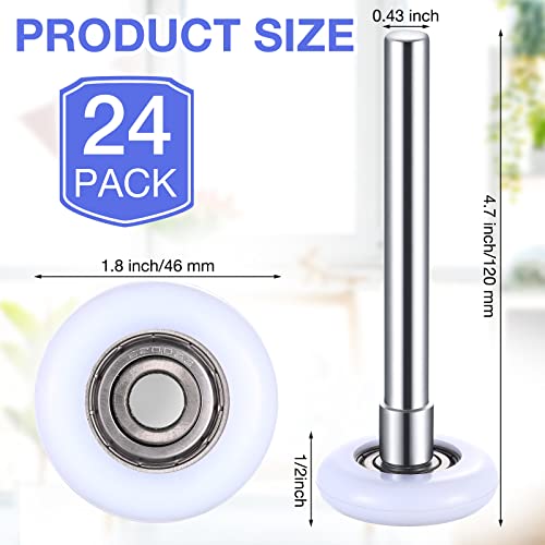 24 Pcs White Nylon Garage Door Rollers 2 Durable Garage Door Replacement Wheels For 2 Track 4.7 Stem Quiet High Load 6200Zz Double Seals High Performance Precision Bearings Parts Ball Bearing #TOP1