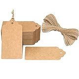 100 Etiquetas de Papel Kraft,Etiquetas de Regalo,Equipaje Etiquetas de las etiquetas de Boda con 30 Metros de Cuerda de Yute para decorar regalos(5x10cm)