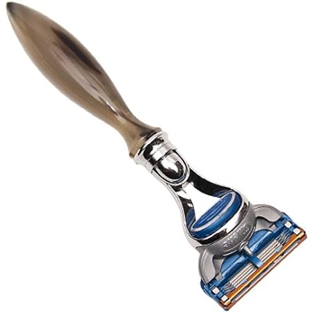 Parker Safety Razor, Hand Carved Genuine Ox Horn Handle Fusion Compatible Razor