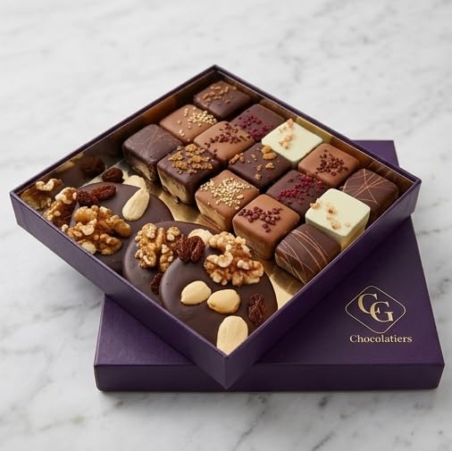 CG CHOCOLATIERS - Boîte de Chocolats Excellence 220g, Panier Garni Coffret Gourmand à Offrir, Idéal pour un Cadeau de la Fête des Mères, la Fête des...