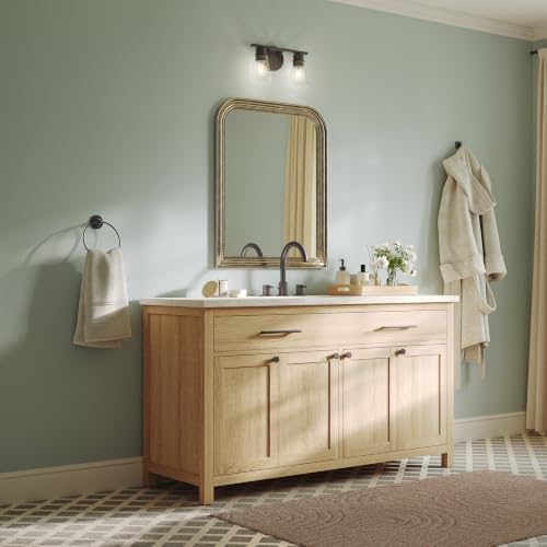 Image of Kichler Stamos 13.25 inch 2-Light Soft Modern Vanity Light with Clear Glass in Olde Bronze, (8.25 inch H x 13.25 inch W), 55120OZCLR