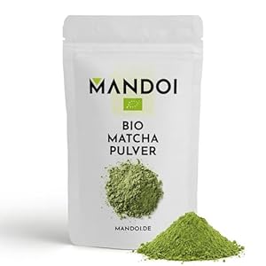 Mandoi BIO Matcha Tee Pulver, 100g. Bio Matchapulver ideal für Smoothies, Shakes oder zum backen, Green tea powder.