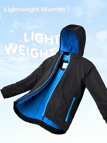 Image of PAMLULU Boys Winter Coats Waterproof Breathable Snowboarding Ski Jackets Fleece Lined Hooded Rain Coat for Kids