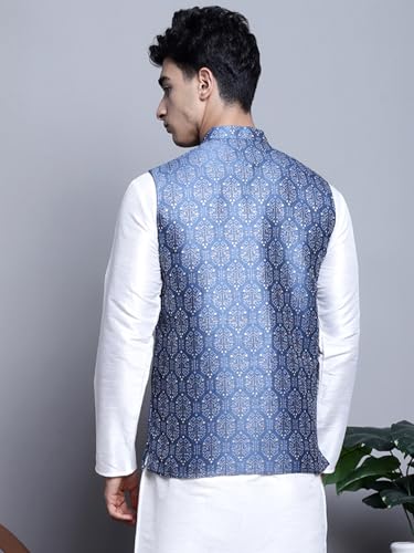 Maple Clothing Men's Nehru Jacket Indian Traditional Vest Brocade Waistcoat Bandhgala Festive Wedding Outfit3