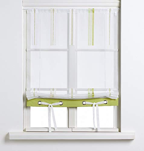 Store bändchenraffrollo bloquer reflets soleil rideau vert beige 100x135 - 4