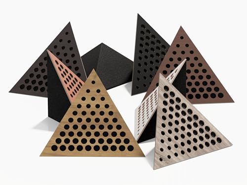 (2 Pack) Trampa de Bajo para Esquina de Techo Difusa de Absorción de Sonido «Triangle-ROUNDS» Espuma Acústica con Placa Laminada Perforada HDF | 42x42x42cm | Pirámide Triangular | Color: (ROUNDS, Negro) miniatura 7