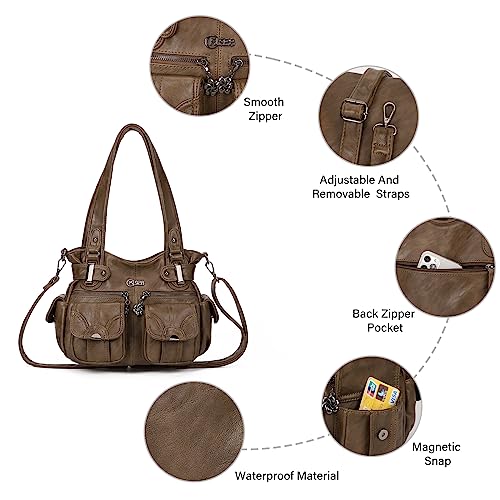 Image of KL928 Women's Large Purses Handbags PU Leather Multi-Pocket Shoulder Bag | Large