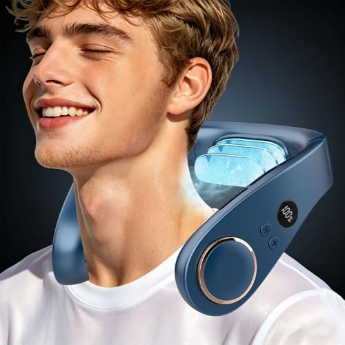Neck Fan with Cooling Plate-USB 5500mAh Battery,24H Cooling,5 Spe...