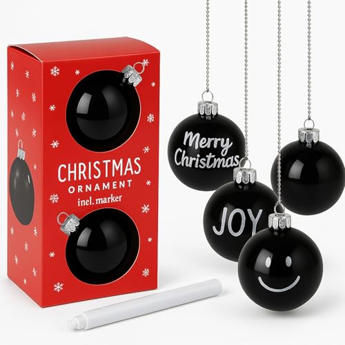 MIJOMA 6er Set Weihnachtskugeln Schwarz Ø 6 cm inkl. 3 weißen...