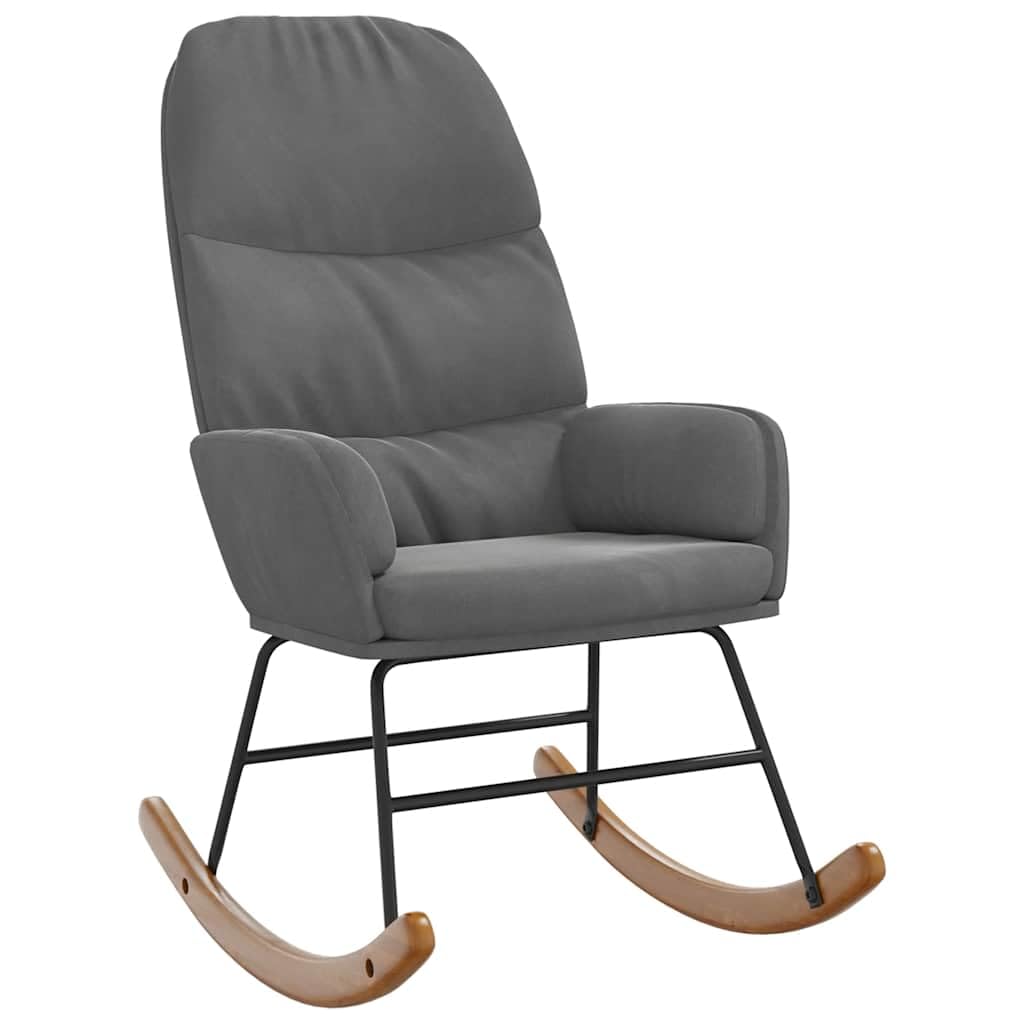Sillón mecedora de terciopelo gris oscuro para sala de estar