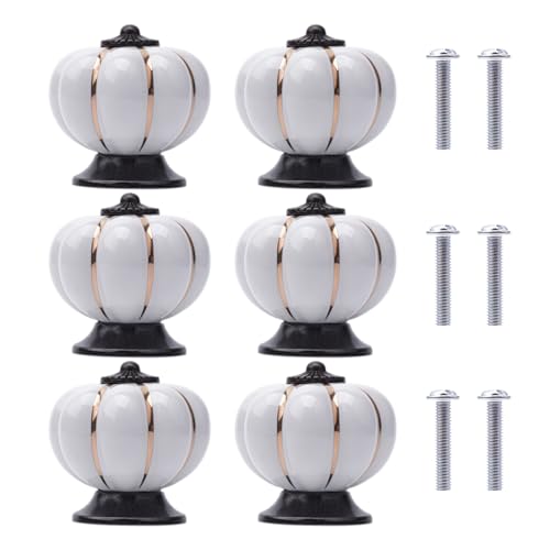 NAKUPENDA 6Pcs Boutons Ceramique Tiroirs Boutons de Porte en Céramique Forme de Citrouille Bouton Poignées de Placard pour Meubles pour Meubles, Armoires de...