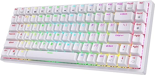 Image of RK ROYAL KLUDGE RK84 Mechanical Keyboard, Triple Mode BT5.0 /2.4G /USB-C Wireless Keyboard, 84 Keys Hot Swappable Gaming Keyboard with RGB Backlit w /High-Capacity Battery, White, Red Switch