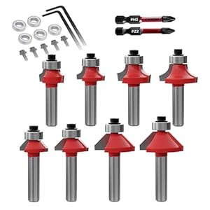 CSOOM 8 Stück Fräser Set Fase/Abrundfräser