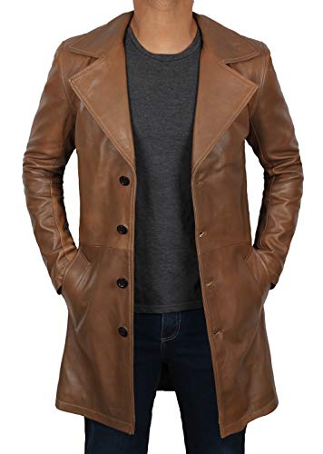 Decrum Brown Jackson Antique Real Brown Leather Car Coat Jacket [1500255] | Carcoat, XL