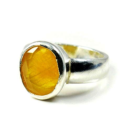 Bague NA Argent Ovale Jaune en argent massif 925 avec pierre citrine