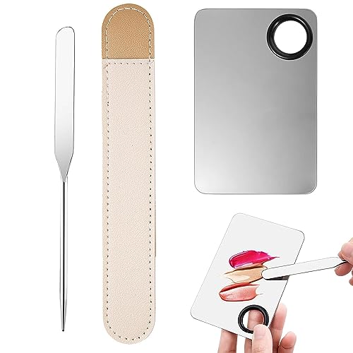 INOG Korean Spatula Makeup Palette with Foundation Spatula, Makeup Mixing Palette, Stainless Steel Picasso Makeup Spatula Cosmetic Makeup Palette Foundation Palette Mixing Tray Makeup Mixer,2 Count