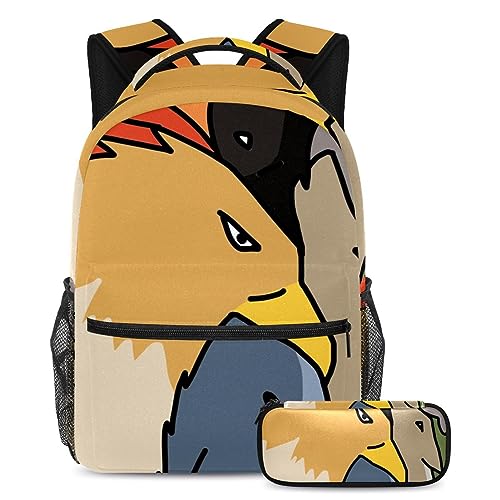 Sac à dos avec illustration d'animal et trousse 2 pièces pour la rentrée des classes
