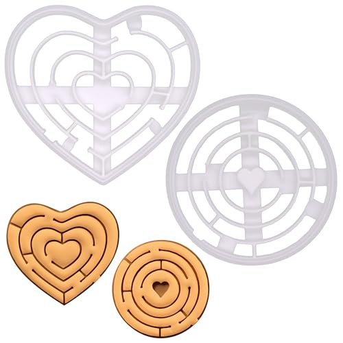 BAKERLOGY Set of 2 Maze Cookie Cutters (Designs: Love Maze and Puzzle to my Heart)