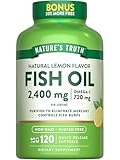 Nature's Truth Fish Oil 2400mg | 120 Quick Release Softgels | 720 mg Omega 3 | Burpless Lemon Flavor Pills | Non-GMO & Gluten Free Supplement
