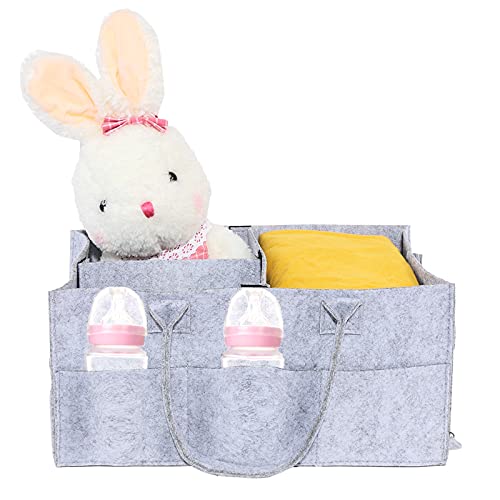 Baby Diaper Caddy Organizer,Organizer Nursery Storage Bin Car Organizer for Diapers and Baby Wipes Diaper Storage Bin for Boy Girl Infant Portable Organizer (Light Grey, 1 pcs)