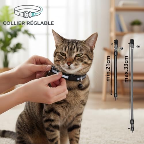 JAYZ Katzenhalsband + Tracker/Ortungsgerät, Bluetooth, ohne Vertrag, für Apple iOS/Android/kompatibel mit Apple Airtag, Sicherheit gegen Würgen für Kätzchen, Katzen