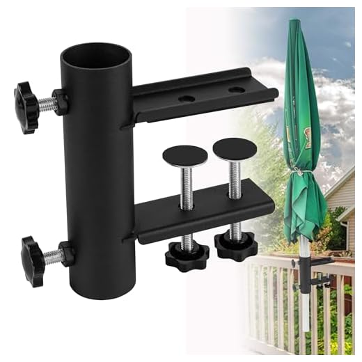 Wdwlbsm Patio Umbrella Clamp, Umbrella Clamp Stand Holder, Heavy Duty Metal Outdoor Umbrella Clamp Bracket Mount to Deck, Railing, Bleachers, Fence, Benches, Outdoor Courtyard (Black)