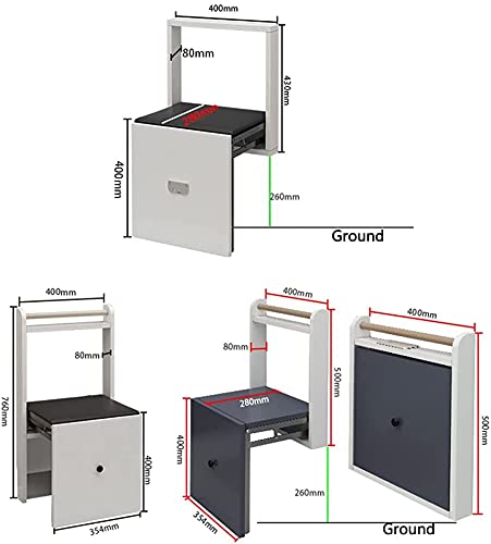 RENJJPBO Wall-Mounted Shoe Changing Stool,Folding Invisible Wall Chair,Shower Seat, for Hallway Bathroom Living Room, Bearing Capacity 150kg