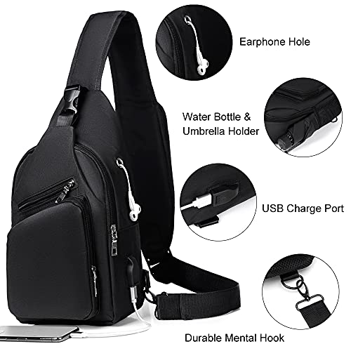 Nufr Sling Bag Sling Backpack Crossbody Bags For Women Men Chest Shoulder Bag Daypack For Hiking Walking Travel Usb Charger Port #TOP2