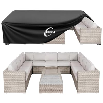 Kipiea Patio Furniture Covers Waterproof Winter, Heavy-Duty Outdoor Furniture Set Covers for Table Chairs, Anti-UV, No Tears or Fading (128" L x 128" W x 28" H)