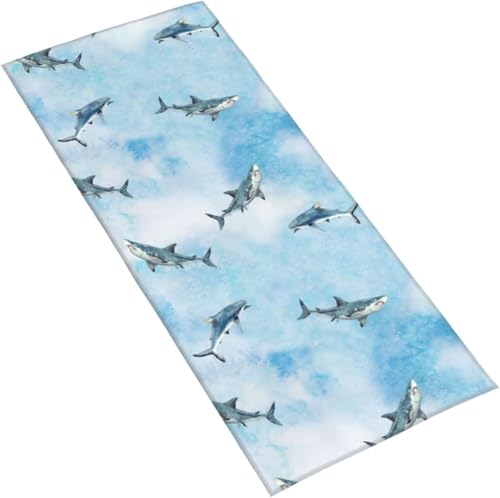 フェイスタオル 飛んでる綺麗なサメ マイクロファイバー タオル 柔らか 肌に優しい 肌触りが良い ふわふわ 髪に優しい 通気 かわいい 抗菌防臭加工 瞬間吸水 速乾 耐久性 薄手 毛羽落ち少ない 業務用タオル