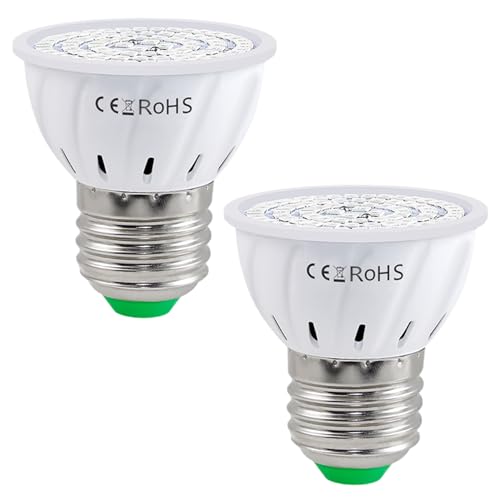 Joygoodta Lot de 2 ampoules de culture pour plantes d'intérieur, ampoules culture à col court, culot E27, LED à spectre complet équivalent économie...
