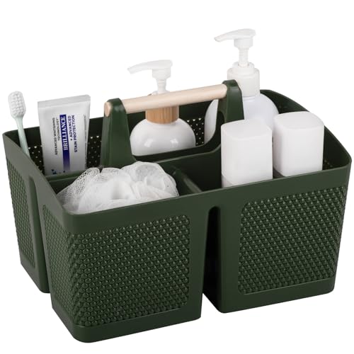 Image of Plastic Shower Caddy, Portable Shower Basket with Handle, Dark Green