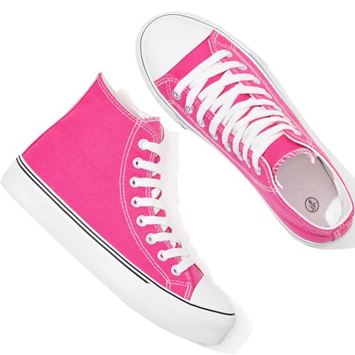 Image of yageyan Womens High Top Canvas Sneakers Lace up Fashion Shoes for Women Casual Classic